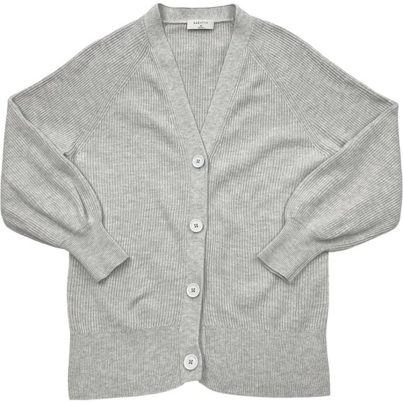 Aritzia Babaton Bespoke Cardigan Wool Grey Ribbed Button Sweater Women's XS - Picture 1 of 8